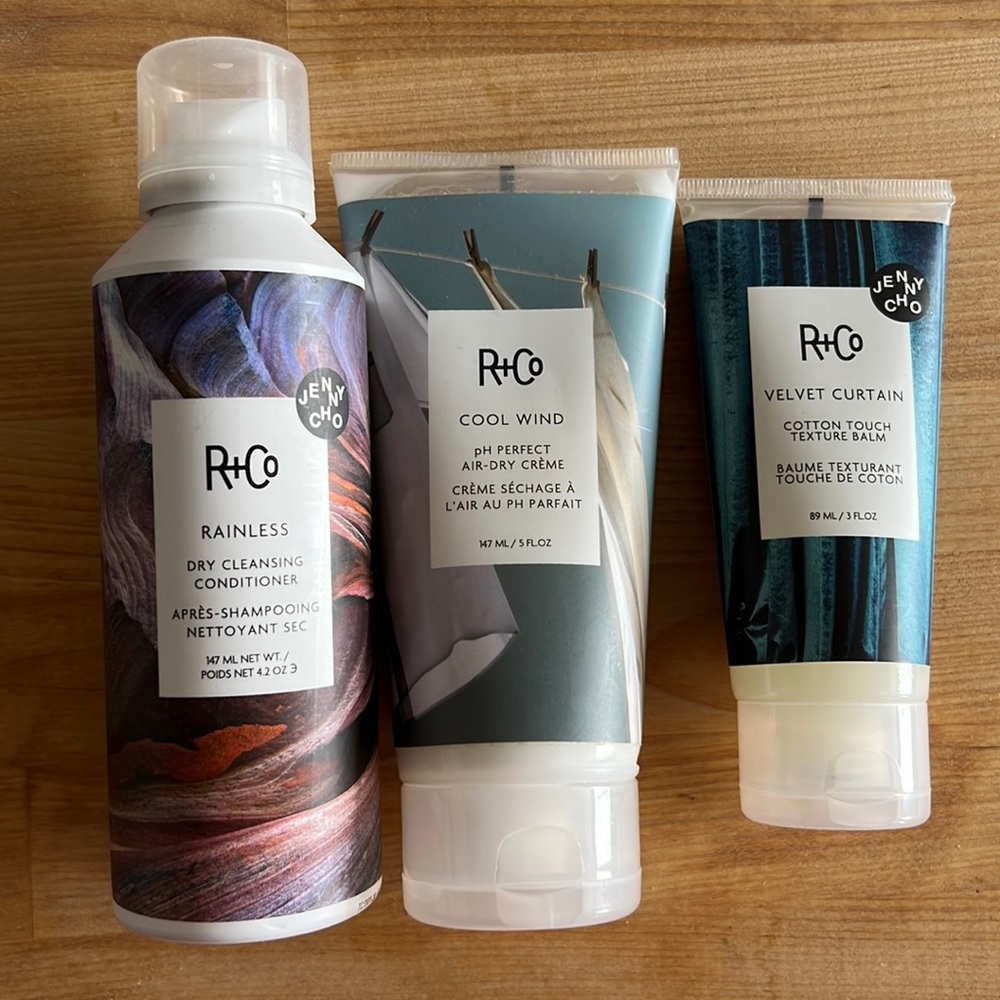 R+Co Bundle Styling Products Cool Wind, Rainless and  Velvet Curtain